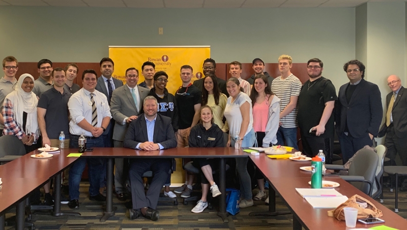 Assemblyman Daniel R. Benson with Rowan Students, Dr. Ben Dworkin, and Steve Weinstein