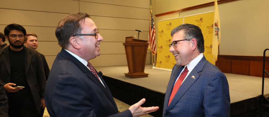 Dr. Ben Dworkin speaking with Sen. Anthony Bucco