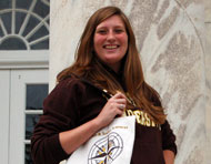 Megan Kearney on the steps of Bunce Hall